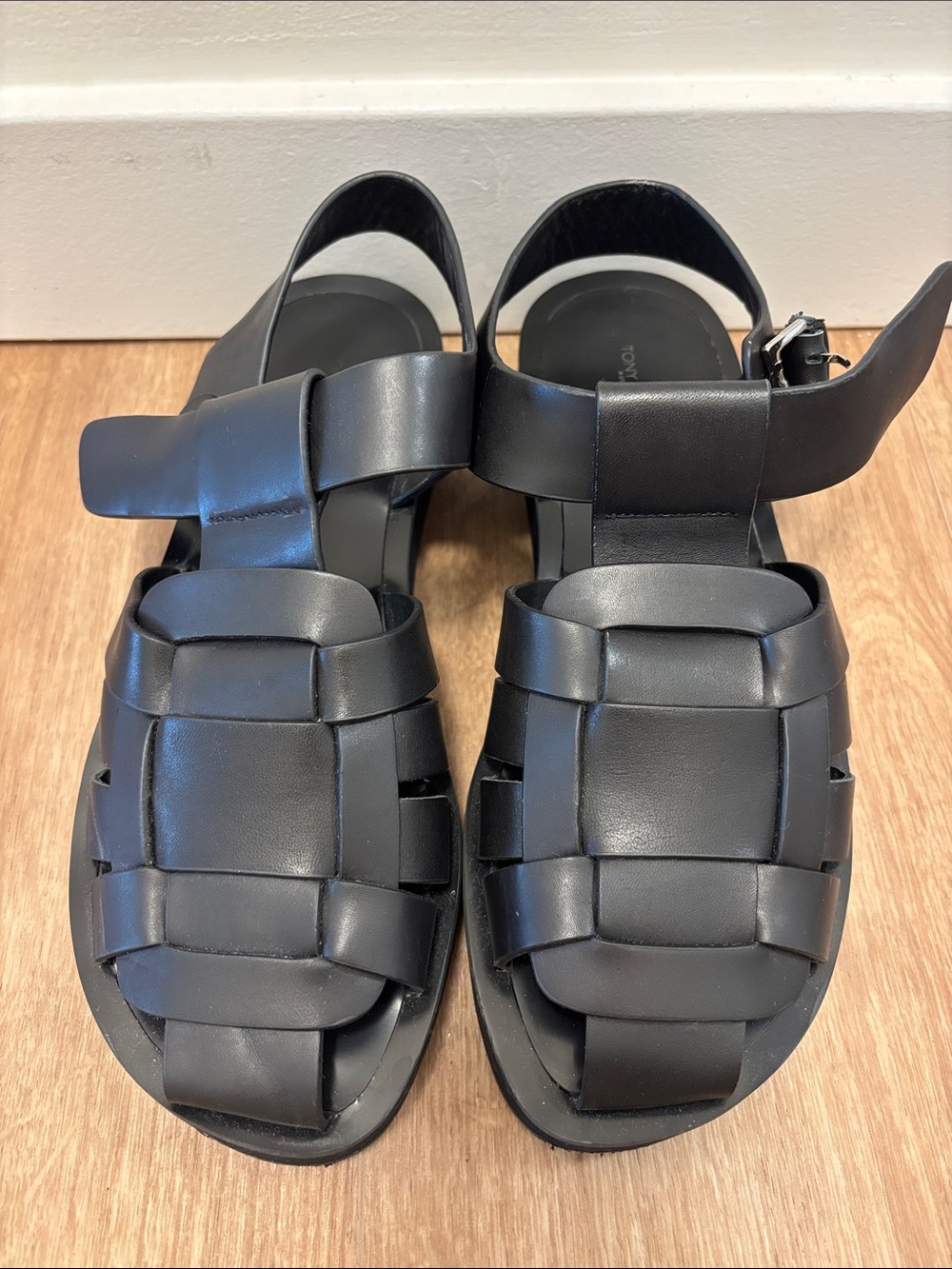 Tony Bianco Black Woven Leather Women’s Sandals